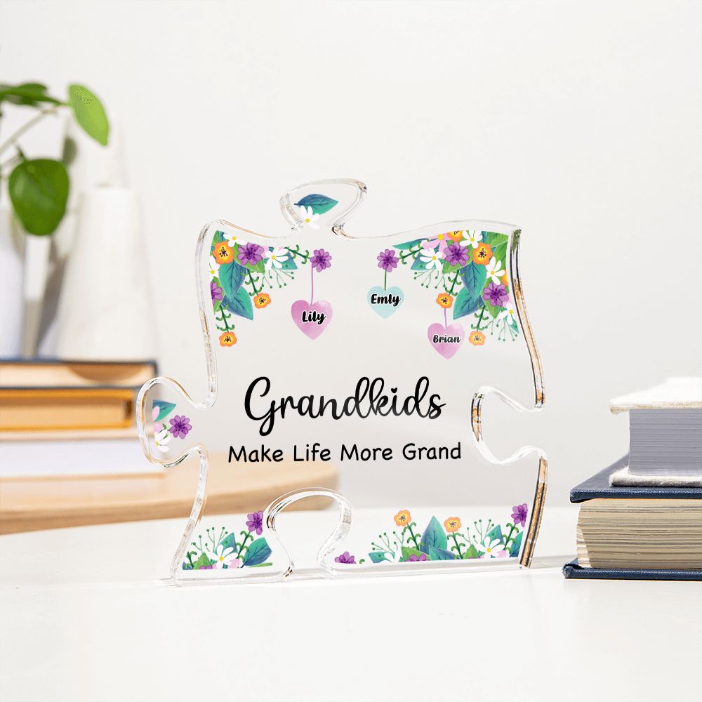 Grandkids | Make Life More Grand - Printed Acrylic Puzzle Plaque