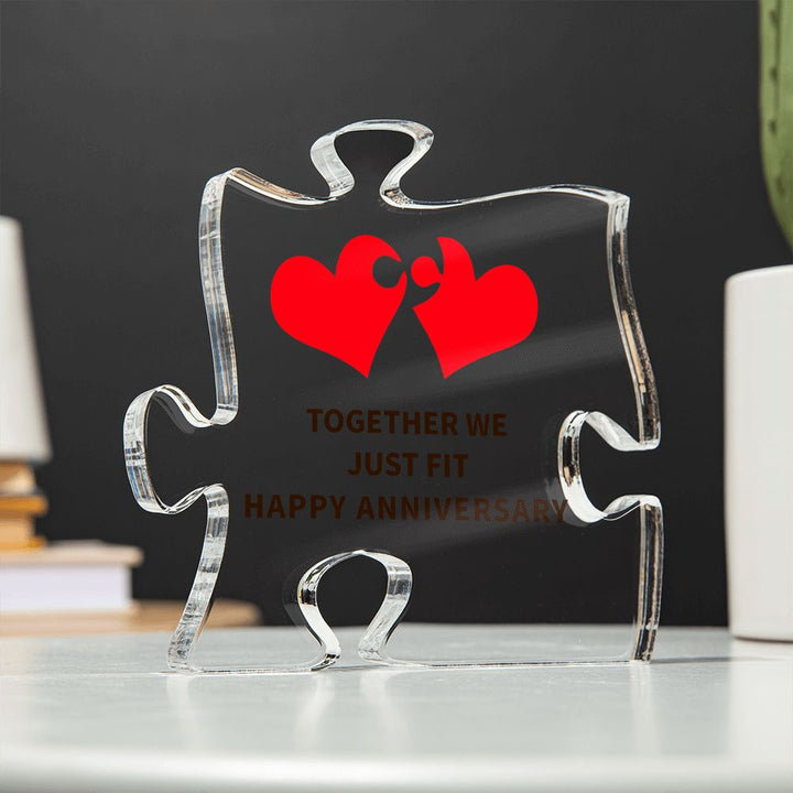 Together We Just Fit Happy Anniversary - Printed Acrylic Puzzle Plaque