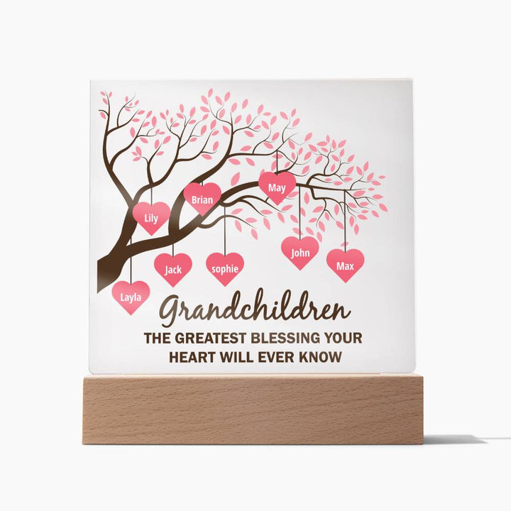 Grandchildren | The Greatest blessing your Heart will ever know - Square Acrylic Plaque