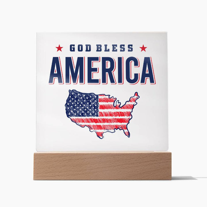 July 4th | God Bless America - Square Acrylic Plaque