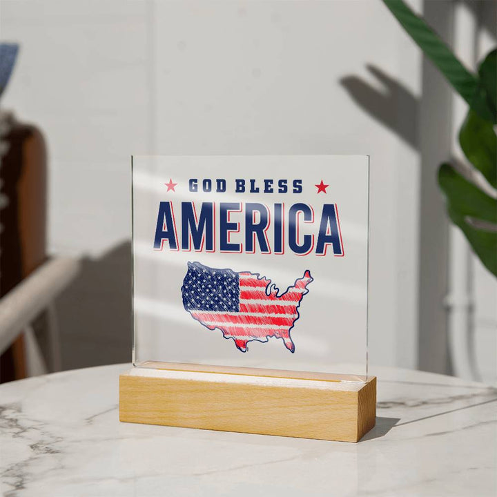 July 4th | God Bless America - Square Acrylic Plaque