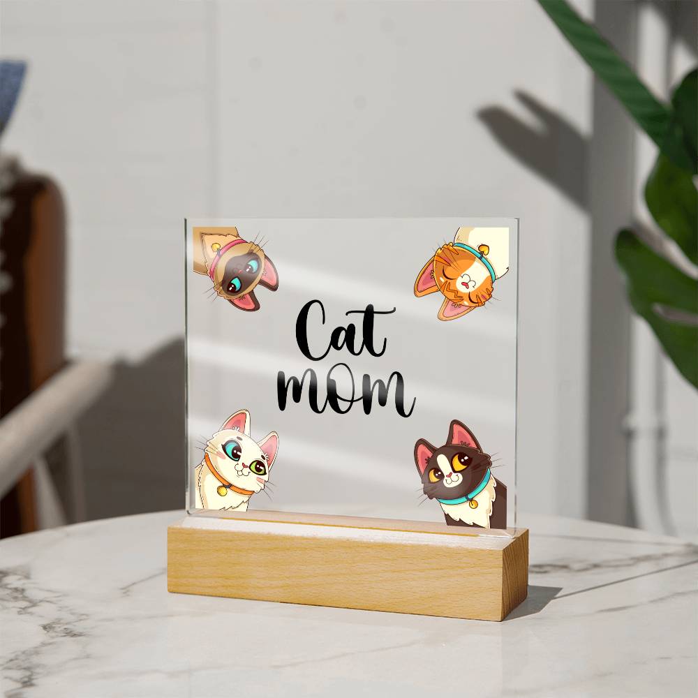 Cat Mom - Square Acrylic Plaque