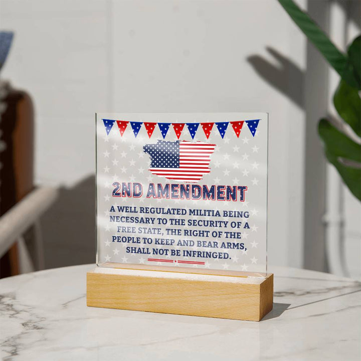 2nd Amendment | The right of the people to keep and bear arms, shall not be infringed - Square Acrylic Plaque