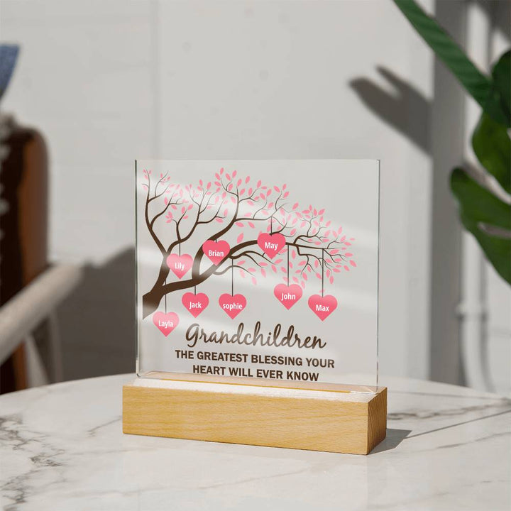 Grandchildren | The Greatest blessing your Heart will ever know - Square Acrylic Plaque