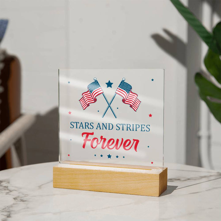 July 4th | Stars and Stripes Forever - Square Acrylic Plaque