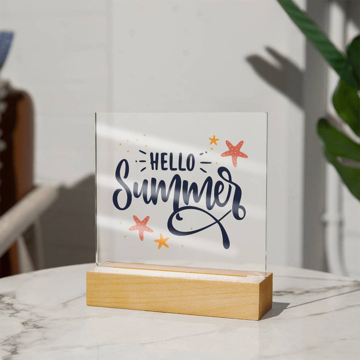 Hello Summer! - Square Acrylic Plaque