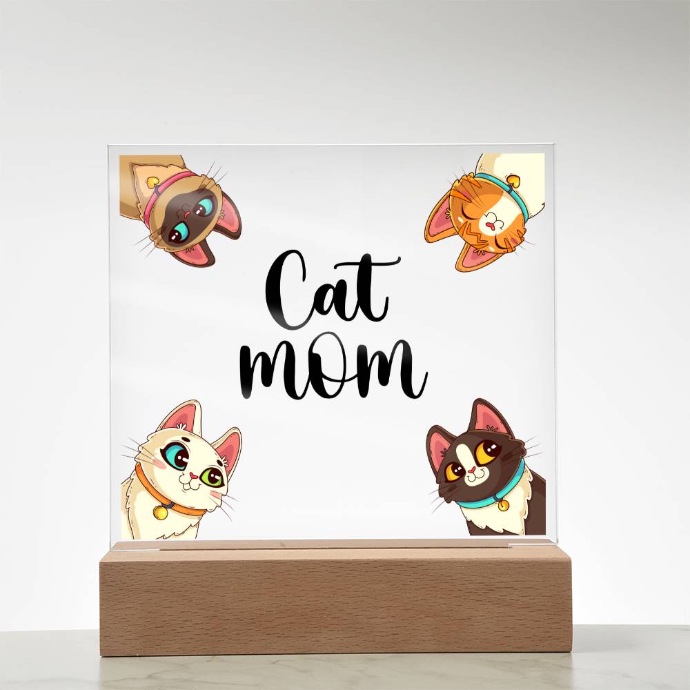 Cat Mom - Square Acrylic Plaque