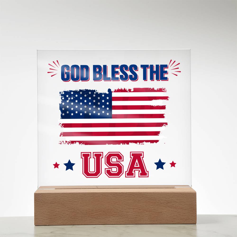 July 4th | God Bless The USA - Square Acrylic Plaque