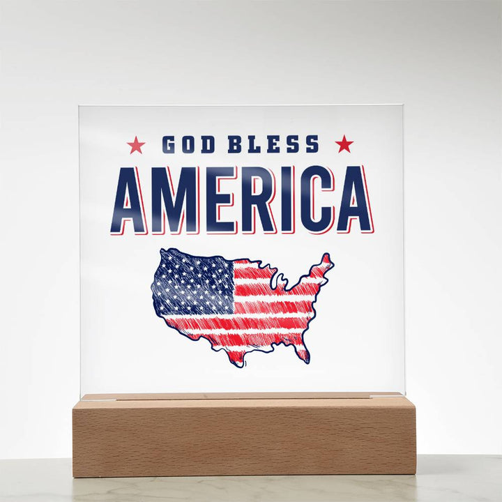 July 4th | God Bless America - Square Acrylic Plaque