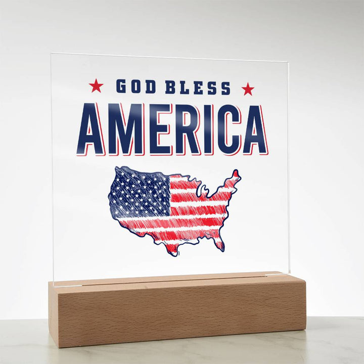 July 4th | God Bless America - Square Acrylic Plaque