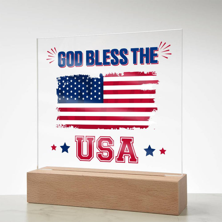 July 4th | God Bless The USA - Square Acrylic Plaque