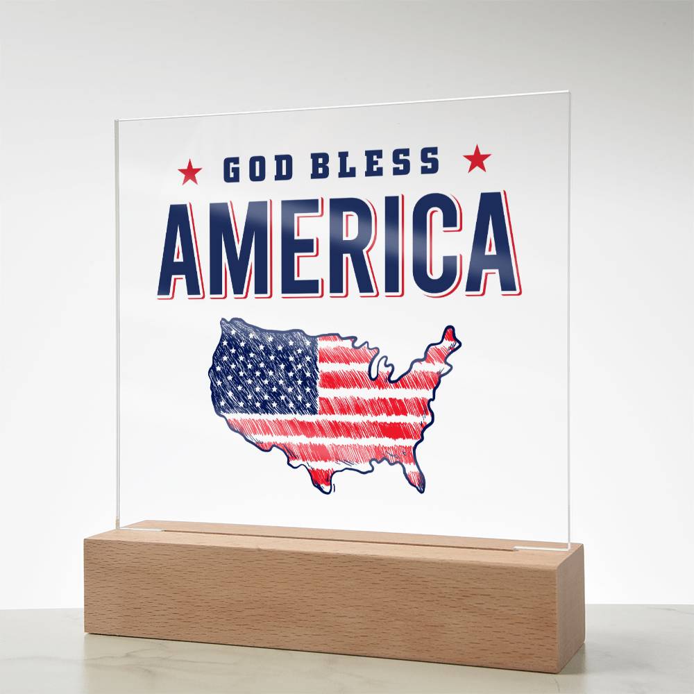 July 4th | God Bless America - Square Acrylic Plaque