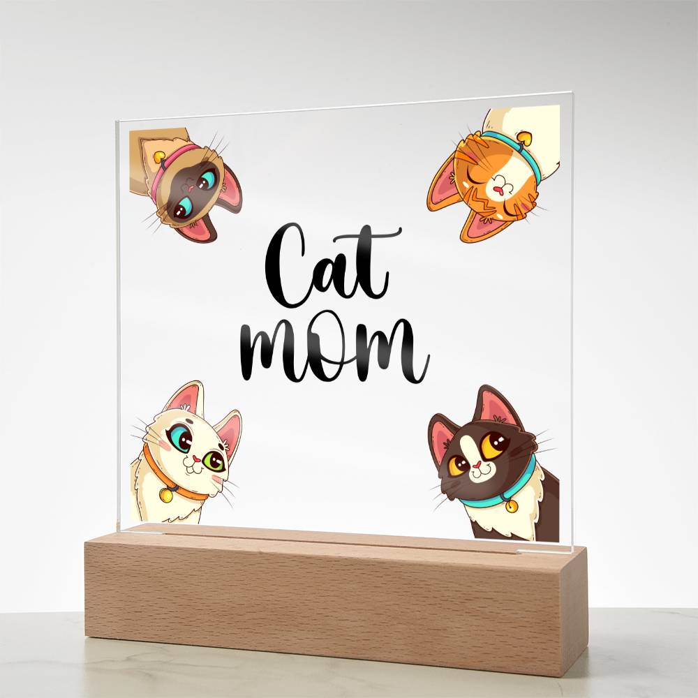 Cat Mom - Square Acrylic Plaque