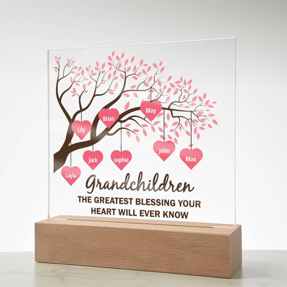 Grandchildren | The Greatest blessing your Heart will ever know - Square Acrylic Plaque