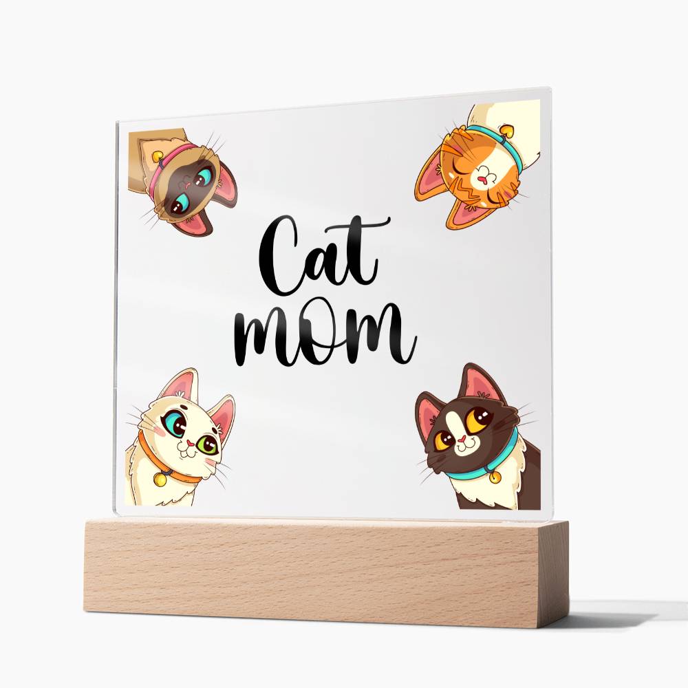 Cat Mom - Square Acrylic Plaque