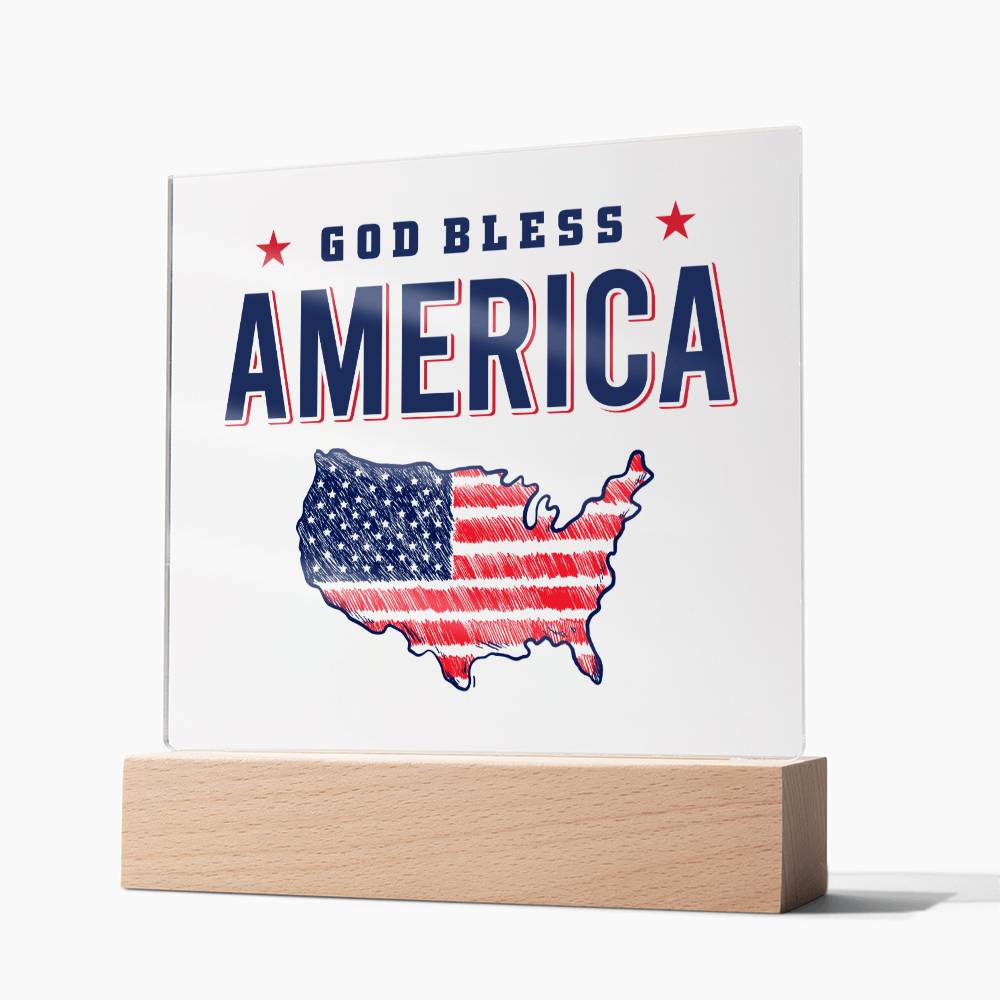 July 4th | God Bless America - Square Acrylic Plaque