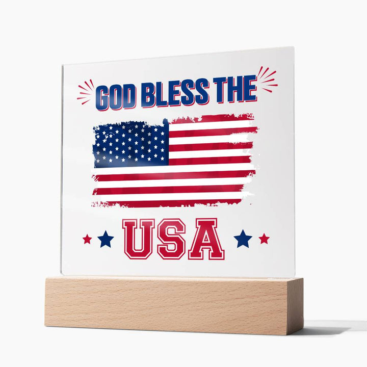 July 4th | God Bless The USA - Square Acrylic Plaque