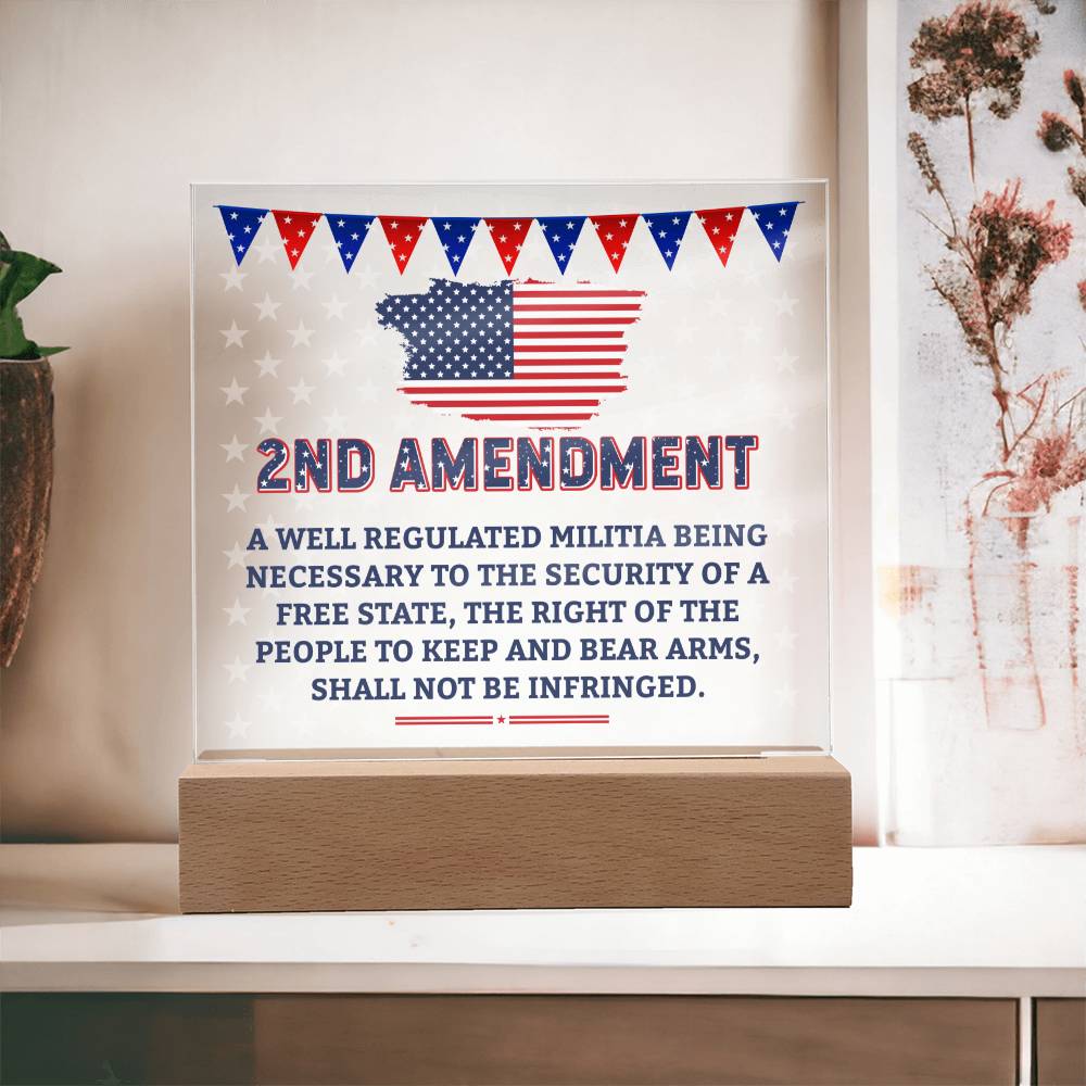 2nd Amendment | The right of the people to keep and bear arms, shall not be infringed - Square Acrylic Plaque