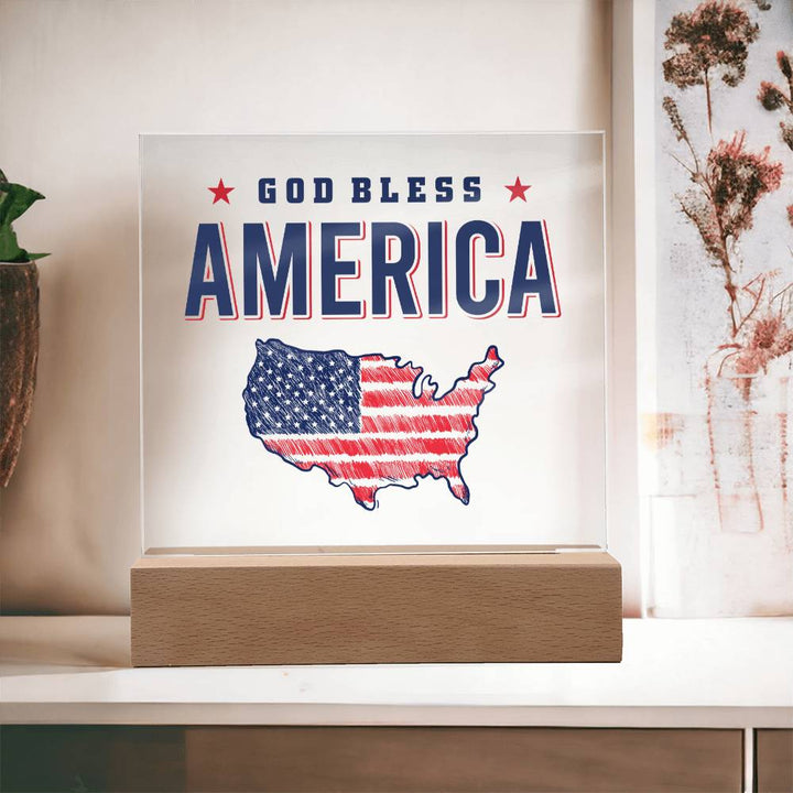 July 4th | God Bless America - Square Acrylic Plaque