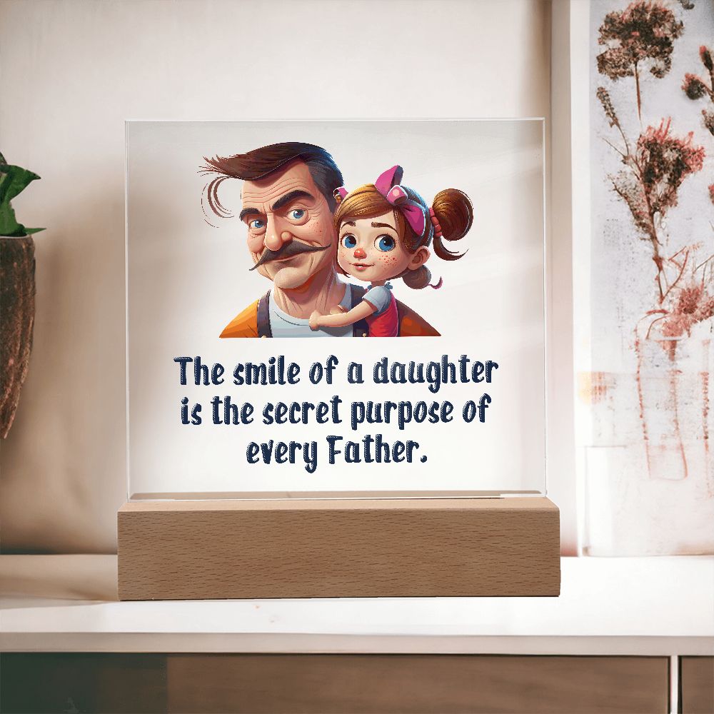 The smile of a Daughter is the secret purpose of every Father - Square Acrylic Plaque