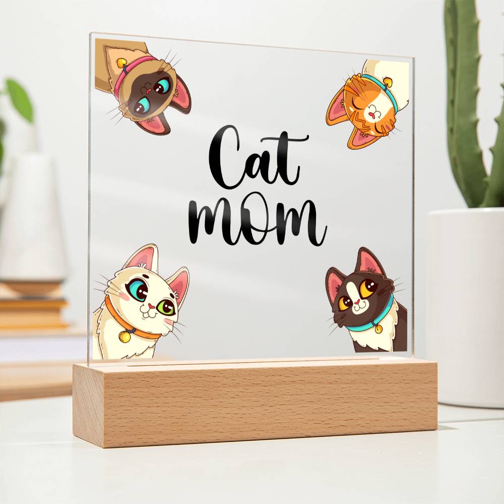 Cat Mom - Square Acrylic Plaque