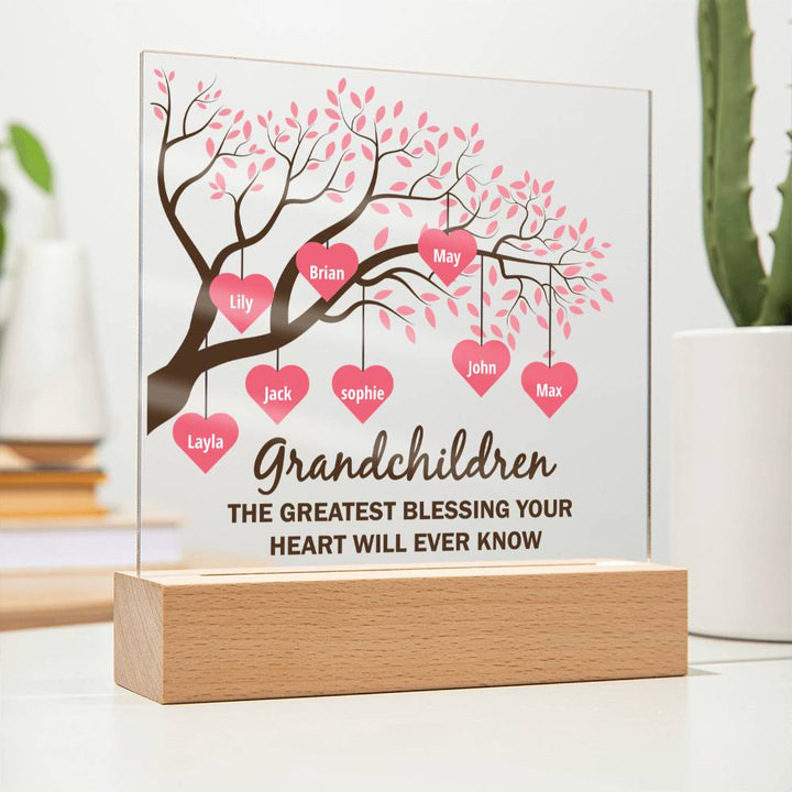 Grandchildren | The Greatest blessing your Heart will ever know - Square Acrylic Plaque