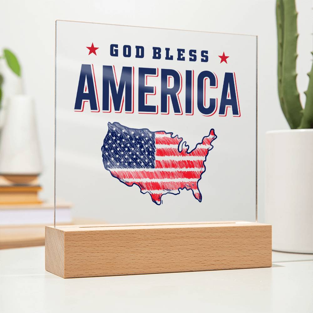 July 4th | God Bless America - Square Acrylic Plaque