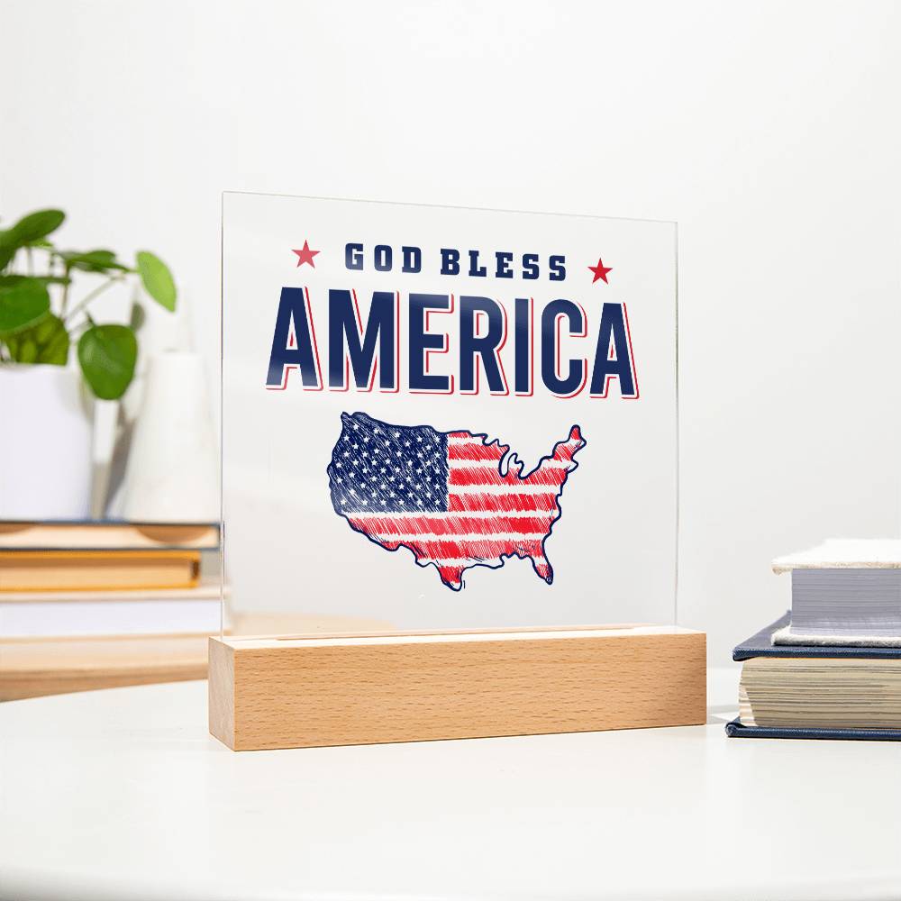 July 4th | God Bless America - Square Acrylic Plaque