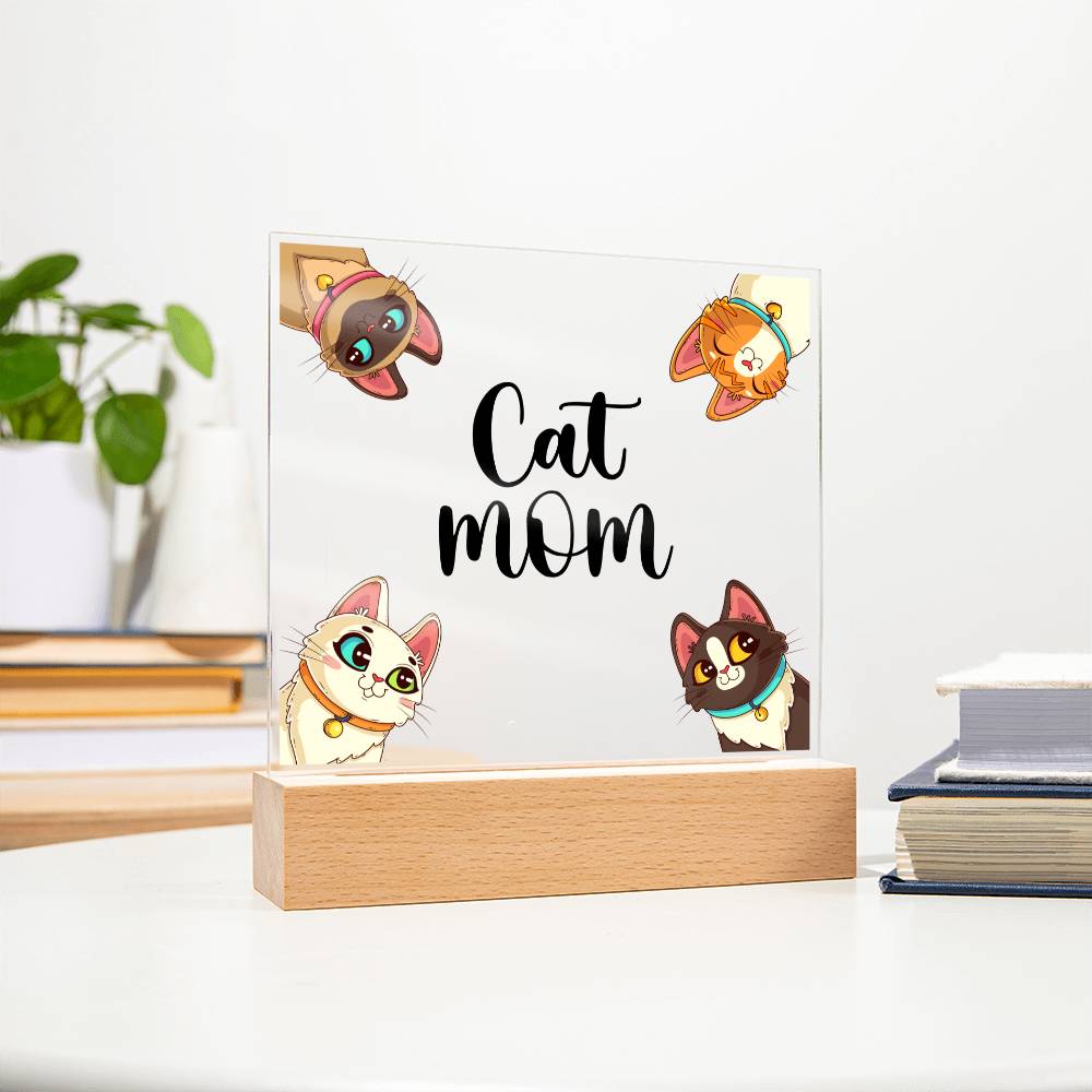 Cat Mom - Square Acrylic Plaque