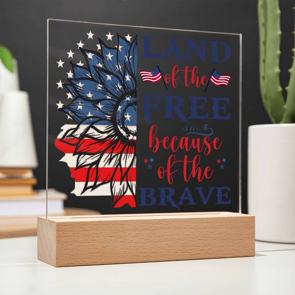 July 4th | Land of the Free - Square Acrylic Plaque