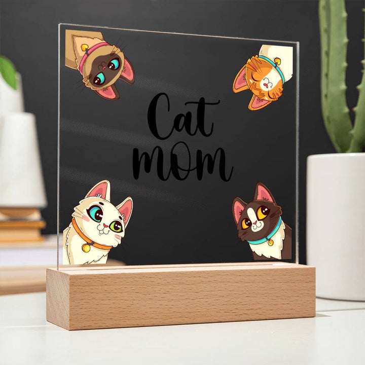 Cat Mom - Square Acrylic Plaque