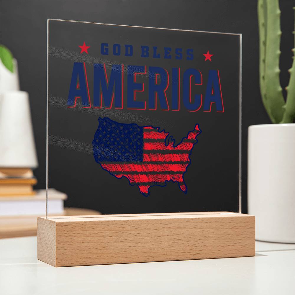 July 4th | God Bless America - Square Acrylic Plaque