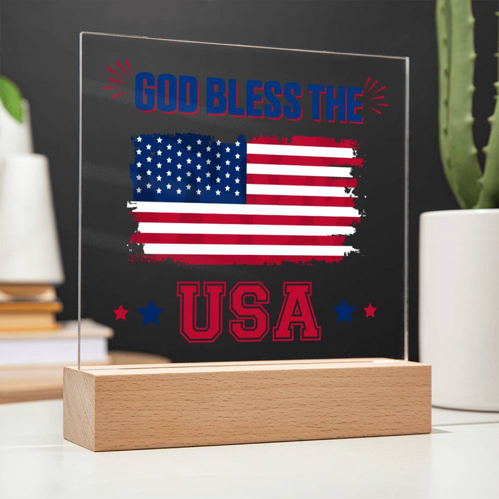 July 4th | God Bless The USA - Square Acrylic Plaque