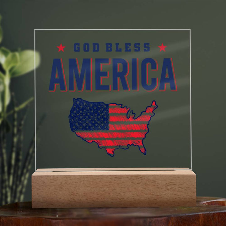 July 4th | God Bless America - Square Acrylic Plaque