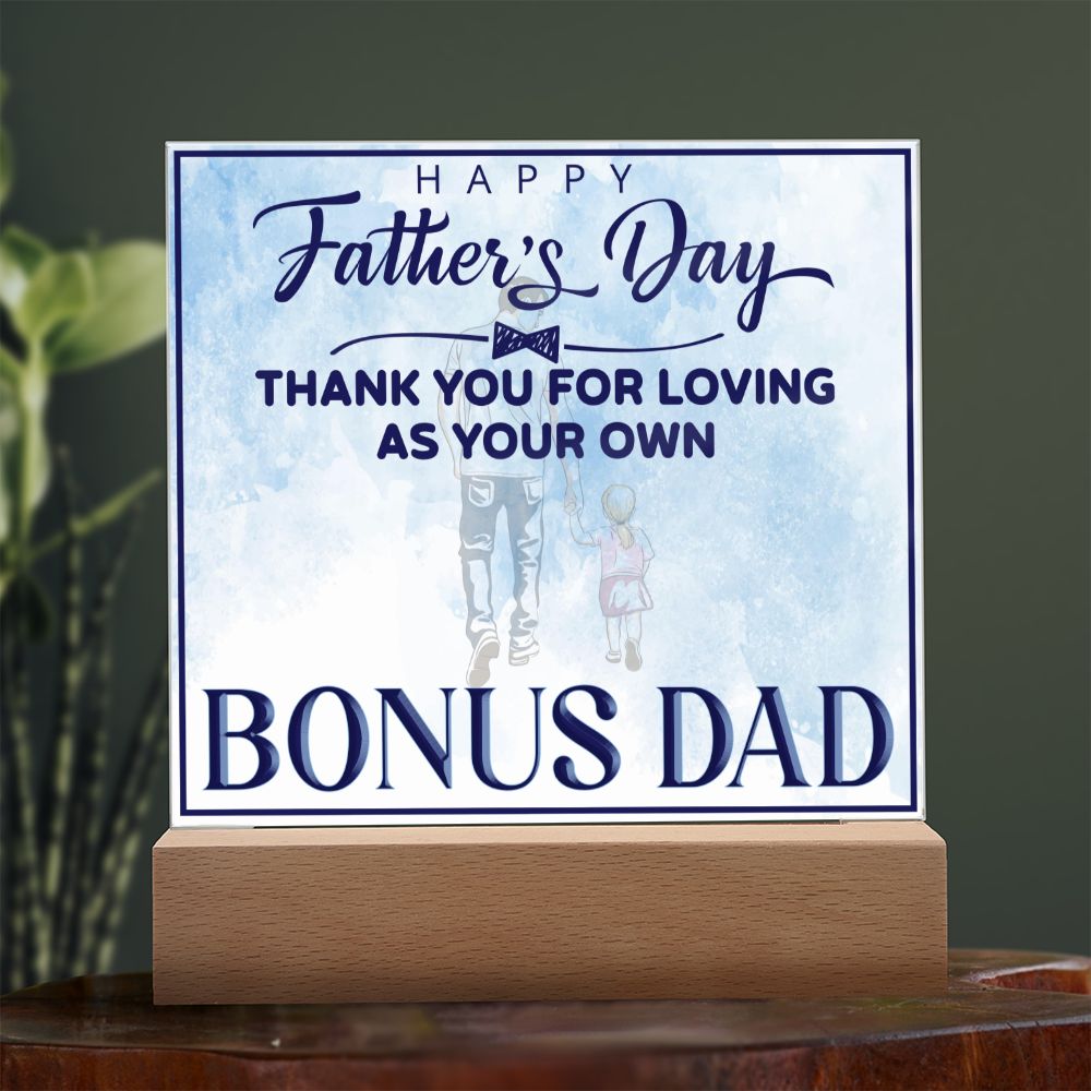 Happy Father's Day | Thank you for Loving as your own - Square Acrylic Plaque