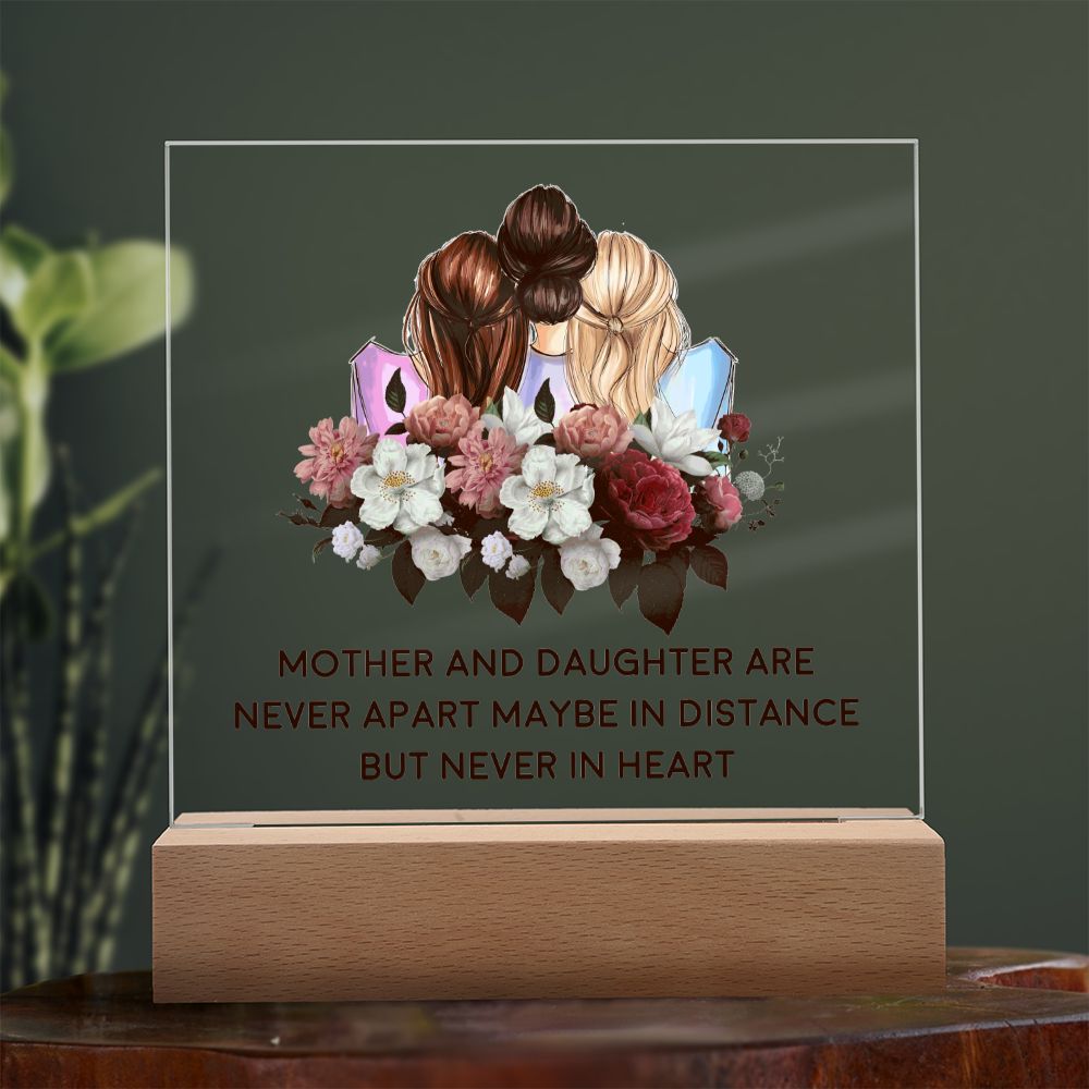 Mother and Daughter | Never apart maybe in distance but never in heart - Square Acrylic Plaque