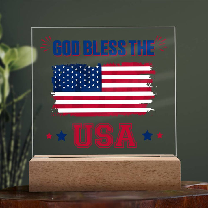 July 4th | God Bless The USA - Square Acrylic Plaque