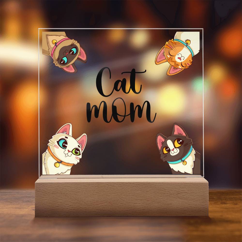 Cat Mom - Square Acrylic Plaque