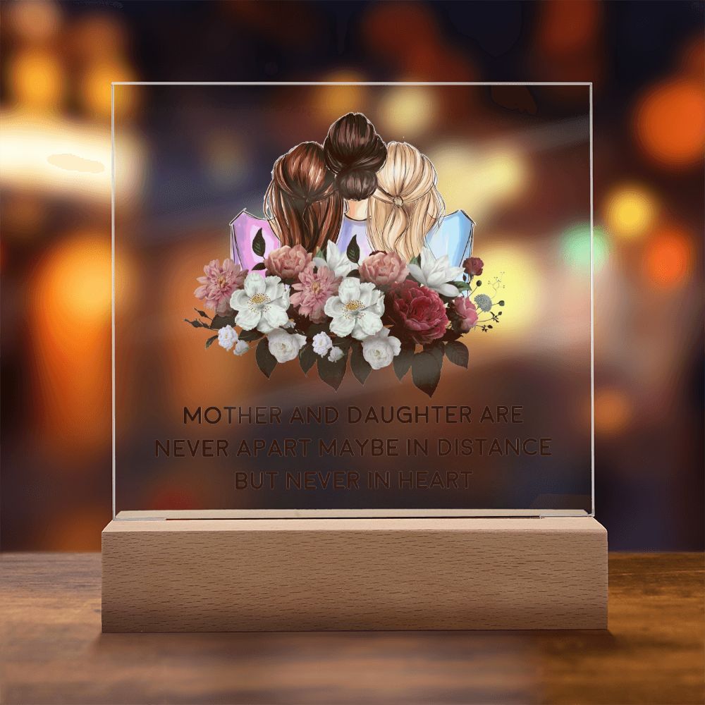 Mother and Daughter | Never apart maybe in distance but never in heart - Square Acrylic Plaque