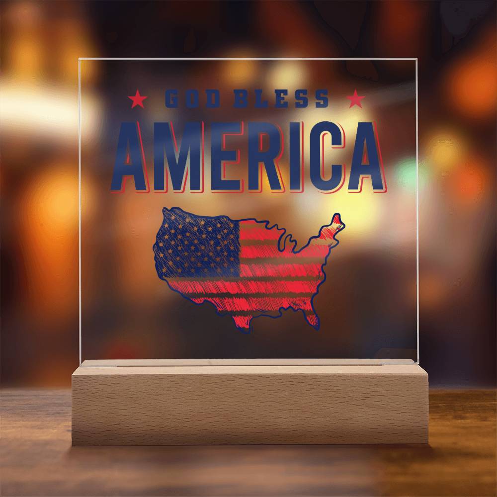 July 4th | God Bless America - Square Acrylic Plaque