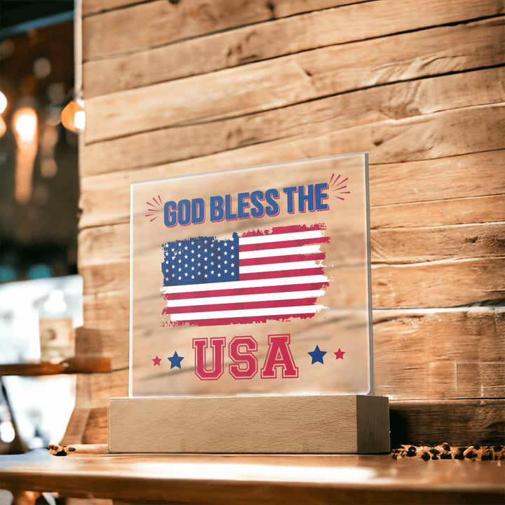 July 4th | God Bless The USA - Square Acrylic Plaque