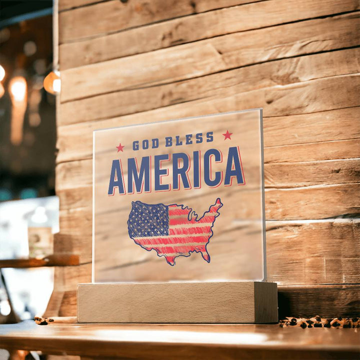 July 4th | God Bless America - Square Acrylic Plaque