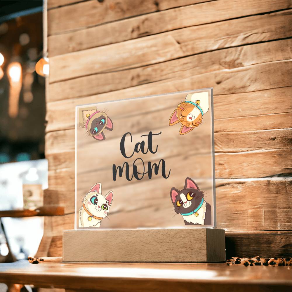 Cat Mom - Square Acrylic Plaque