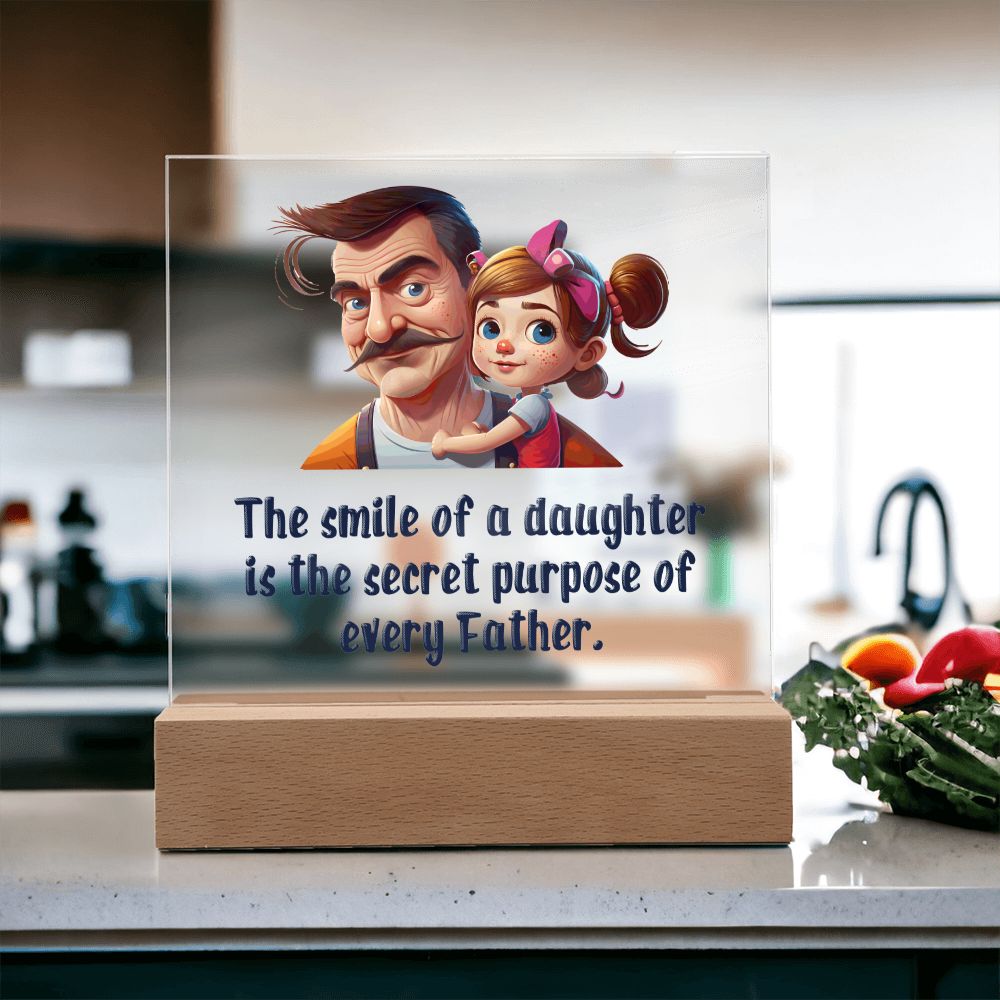 The smile of a Daughter is the secret purpose of every Father - Square Acrylic Plaque