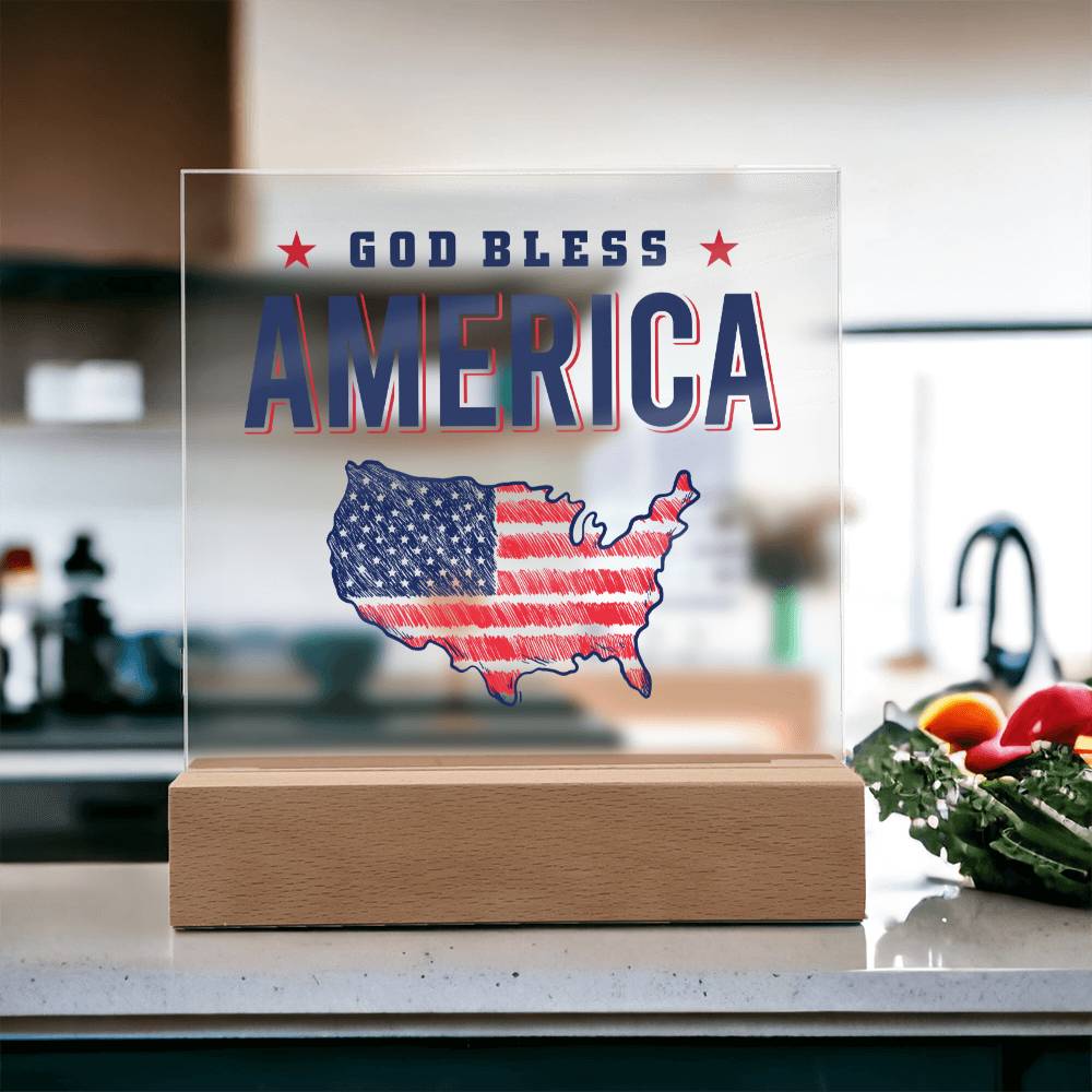 July 4th | God Bless America - Square Acrylic Plaque