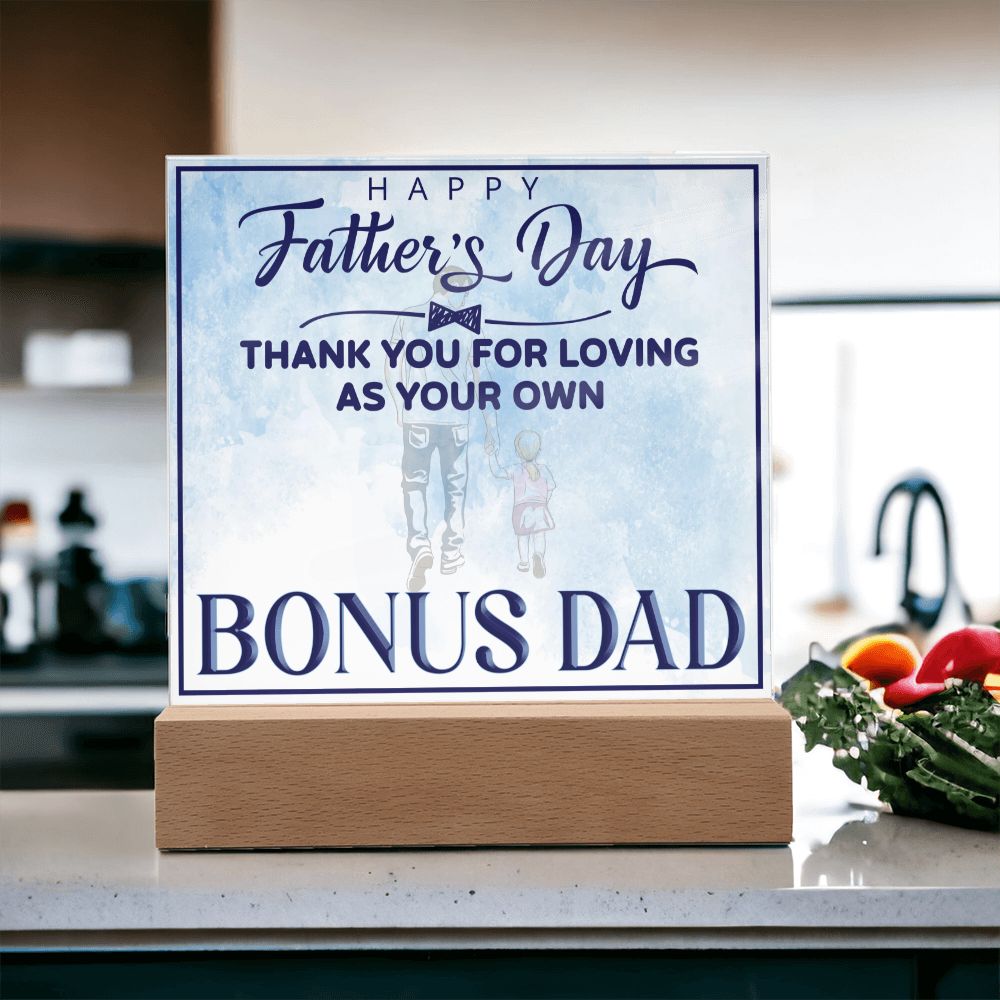 Happy Father's Day | Thank you for Loving as your own - Square Acrylic Plaque