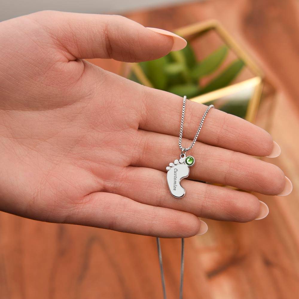 To My Mother | Thank you for always being there for me - Baby Feet Necklace with Birthstone