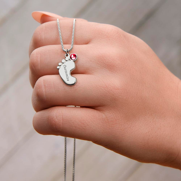 To My Mom | I Love You, Mom. I really do! - Baby Feet Necklace with Birthstone