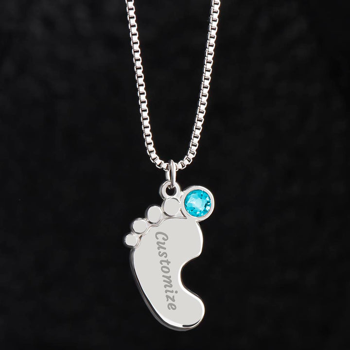 My Lovely Mom | Your love, care and compassion have helped me blossom - Baby Feet Necklace with Birthstone