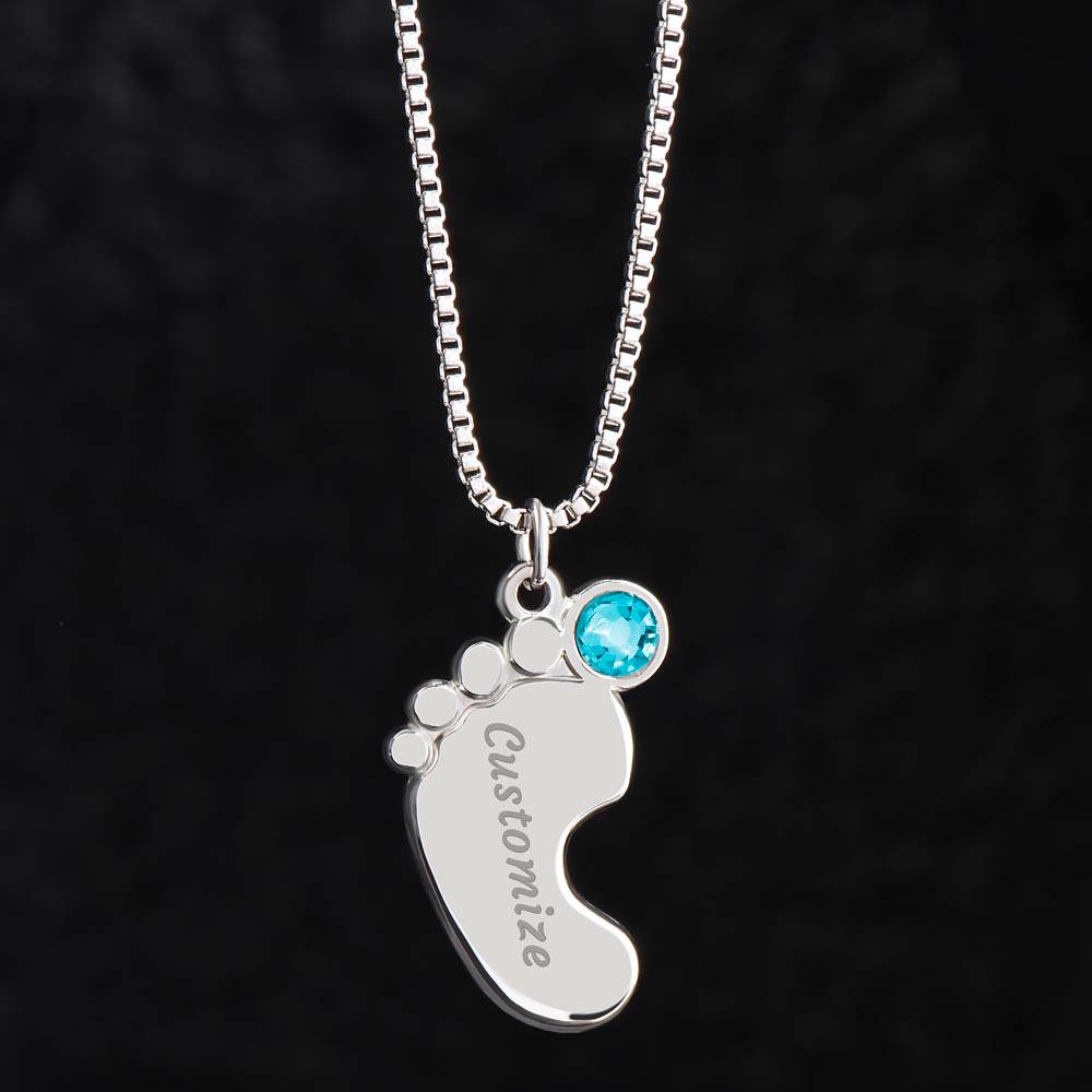 To My Wonderful Mom | Thank you for the sacrifices you make every day - Baby Feet Necklace with Birthstone